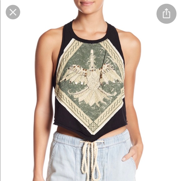 Free People Tops - Free People Black Tank with Embroidery Size XS